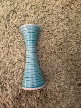 Aqua Striped Ceramic Hourglass Vase - IKEA vintage